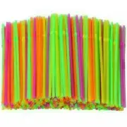 50pcs plastic green neon bendy drinking straw Flexible Bendy Birthday Party