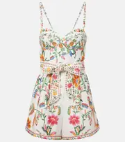 [Farm Rio] Farm Rio Delicate Forest floral linen romper AU 16 multicoloured