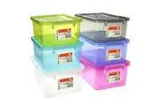 6 x 5L Colored Stackable Plastic Clip Lock Lid Storage Boxes Container 26x20.5cm