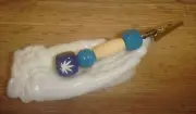 Roach Clip Dice/Die Wood & Bead CANNABIS Leaf Engraved Image P13