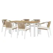 Vernon 6 Seater Aluminum Wicker Outdoor Dining Set