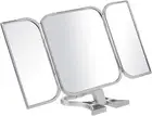 Tri Fold Mirror Hand Held 3 Way Makeup Haircut Shave Never Miss A Spot Silver