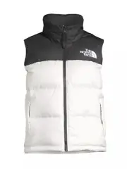 Women's The North Face White Black 1996 Retro Nuptse 700 Down Vest Jacket New