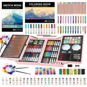 Rose Pink Art Gift Set for Kids - 139 Piece Crafts Kit with Sketch Pads Deluxe