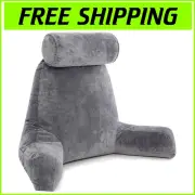 Deluxe XXL Microplush Backrest Pillow with Adjustable Foam Loft - Dark Grey