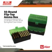 Mtm 50-round Flip-top Ammo Box - 25-06 Rem 270 Win 30-06 Springfield Clear Green