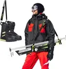 Ski Srap & Pole Carrier,Poles and Boot Downhill Skis Carrier Straps with Adjusta