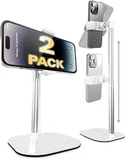 Cooper ChatStand 2-Pack - Height Adjustable Cell Phone Stand for Desk | Rotating, Tilting, 9-14" Telescoping Eye-Level View Cell Phone Holder for Desk (Frost White, 2pc)