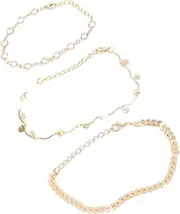 SAFIGLE 3pcs Foot Chain Ankle Bracelet Bead Anklet Anklets for Women Stretchy Bracelets Anklet Bracelets for Women Layered Anklet Brackets Rhinestone Anklet Chain Adjustable Foot Golden