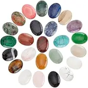 PH PandaHall 25pcs 25x18mm Gemstones Cabochons Flatback, Oval Stone Gem Semi-Precious Gemstones Beads Quartz Chakra Crystal Stones for Bracelet Necklace Earring Pendant Jewelry DIY Craft Making