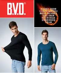在飛比找Yahoo!奇摩拍賣優惠-BVD 日本科技親膚發熱纖維圓領長袖衫 發熱 親膚 內衣 長