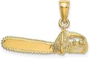 [JewelryWeb] 14ct Gold 3 d Small Chain Saw Charm Pendant Necklace 7.9x26.4mm Wide 8mm Thick