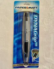2004 Papermate Dynagrip Stainless Steel RT 50 Black Lubriglide Ball Point Pen