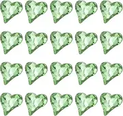 uxcell 20 Pcs 3D Heart Light Green Nail Rhinestones 12x13mm K9 Glass Crystal Rhinestones Pointed Back Crooked Heart Gems for Nail Charm Art DIY Decoration Craft