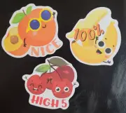 scratch and sniff stickers NEW set/3 Peach banana cherry scents