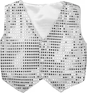 [Lejafay] Kids Boys Girls Shiny Sequins Hip Hop Jazz Dance Vest Top Stage Performance Glitter Waistcoat
