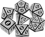 DND Dice 7Pieces, Black and White Mixed Polyhedral Swirled DND Dice for RPG MTG Table Game Dice