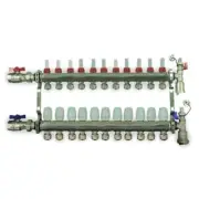 11 Loop Radiant PEX Plumbing Manifold - 1" 304 Stainless Steel Floor Heating