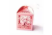 Pink Dove Bird Heart Baby Birth naming Ceremony Bomboniere Favor Lolly Gift Card Box - 10 Pack