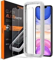 [Spigen] AlignMaster Glas.tR Slim Screen Protector Designed for Apple iPhone 11 (2020) Auto Align Technology Tempered Glass [1-Pack] - Clear