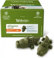 WHIMZEES Alligator Dental Dog Treats, Bulk Box, Large (18-27kg Dogs), Natural...