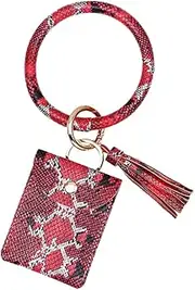 [CATIEBYE] Elegant Snake Grain Keychain Coin Wallet for Women Keychain Bangle Pouch Mini Cards Container Wallet