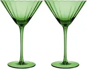 Maxwell & Williams Wicked Pink Goes Good with Green Ribbed Martini Glass in Elphaba Gift Box, Green (Set of 2)