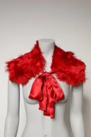 Dolce & Gabbana Red Alpaca Fur Women Neck Warmer Winter Women's Scarf Authentic