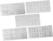Baluue 5pcs Nail Art Printing Plate Finished Nail Art Manicure Bowl Nail Colors Stamper Machine Stamping Plate Jelly Stamper Flower Nail Templates Nail Gel Kit Silver Stainless Steel