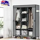 Portable Wardrobe, 124x42x173cm, Clothes Storage, 4 Hanging Racks, Grey
