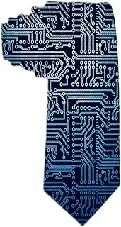 [SARA NELL] Man Custom Print Ties Circuit Board Navy Novelty Necktie For Men Personalized Gift Neckties, Circuit Board Navy, One size