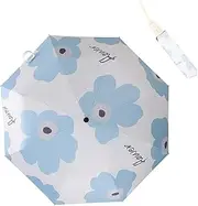 Folding Sun Umbrella, Stable Practical Rain Shine Dual Use Pattern Foldable UV Protection Umbrella Space Saving for Travelling (Sky Blue)