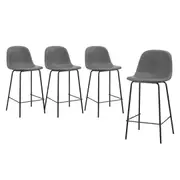 Oikiture 4x Bar Stools Kitchen Dining Chair Counter Stool PU Leather Grey