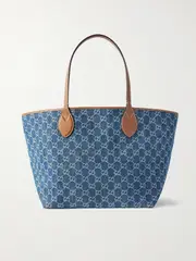 [Gucci] Gucci - Totissima Leather-trimmed Canvas-jacquard Tote - Light blue - One size One size Blue