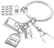 [MOBUTOFU] Keychain Pendant with Calculator Compass Stapler Durable Keychain for Keys Backpack Accessory Stylish for School Office Use