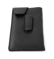 Large Designer Soft Eyeglass Case Durango Metal Clip in Black Flap Closure 6"x 3