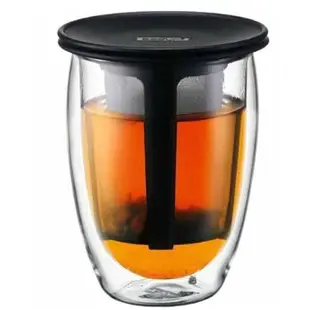 丹麥 Bodum TEA FOR ONE 350ml 黑色蓋  雙層 隔熱 玻璃杯 咖啡杯 獨享杯 keee53-01u