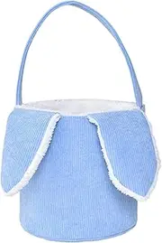 Easter Bunny Basket, Bunny Egg Hunt Easter Bucket Plush, Cute Decorations Candy Storage with Rabbit Ears for Eggs Hunting