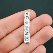 BULK 30 Blessed Charms Antique Silver Tone Hammered Finish - SC4914