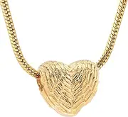 KETIME Stainless Steel Angel Heart Cremation Urn Jewelry Charm for Ashes Keepsake Necklace