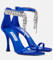 [Jimmy Choo] Jimmy Choo Verity 100 embellished satin sandals AU 3 blue