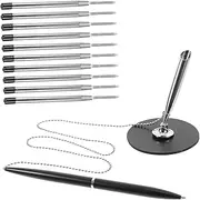 Parliky Sturdy Metal Chain Desk Pen Multi-pen Office Writing Accessory Spinning Signature Stationery