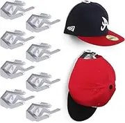 Adhesive Hat Holder Cap Hook - 8pcs Minimalist Display Rack for Baseball Caps, No Drilling Wall Mount Hangers, Strong White Hooks