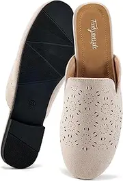 [FUDYNMALC] Womens Mules Flats Shoes: Casual Closed Toe Suede Backless Loafers Comfortable Dressy Slip-on Slides Mules