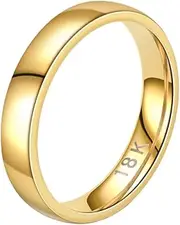 [Generic] Rings for Women Men High Polished Band Thumb Stackable Ring Comfort Fit,Plain titanium steel couple ring