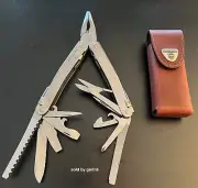 Victorinox Swiss Army Knife, Swisstool With Brown Pouch 3.0224.L New In Box