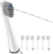 Replacement Flossing Toothbrush Heads, Compatible for WaterPick Sonic Fusion and Sonic Fusion 2.0, with Cyrstal Covers (Full(6Packs), White)