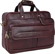 [Da leather villa] LV Genuine Leather |Cross Body Laptop Bag| for Men & Women |15.6'' Laptop Compartment| |Expandable Features| |MackBook,Notebook & Ipad Carry Case | (Brown)