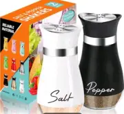 Salt and Pepper Shakers, Stainless Steel and Glass Black And White