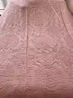 Pink Chenille Vintage 1970s Floral Fringed Bedspread 94”W x 104"L New Old Stock